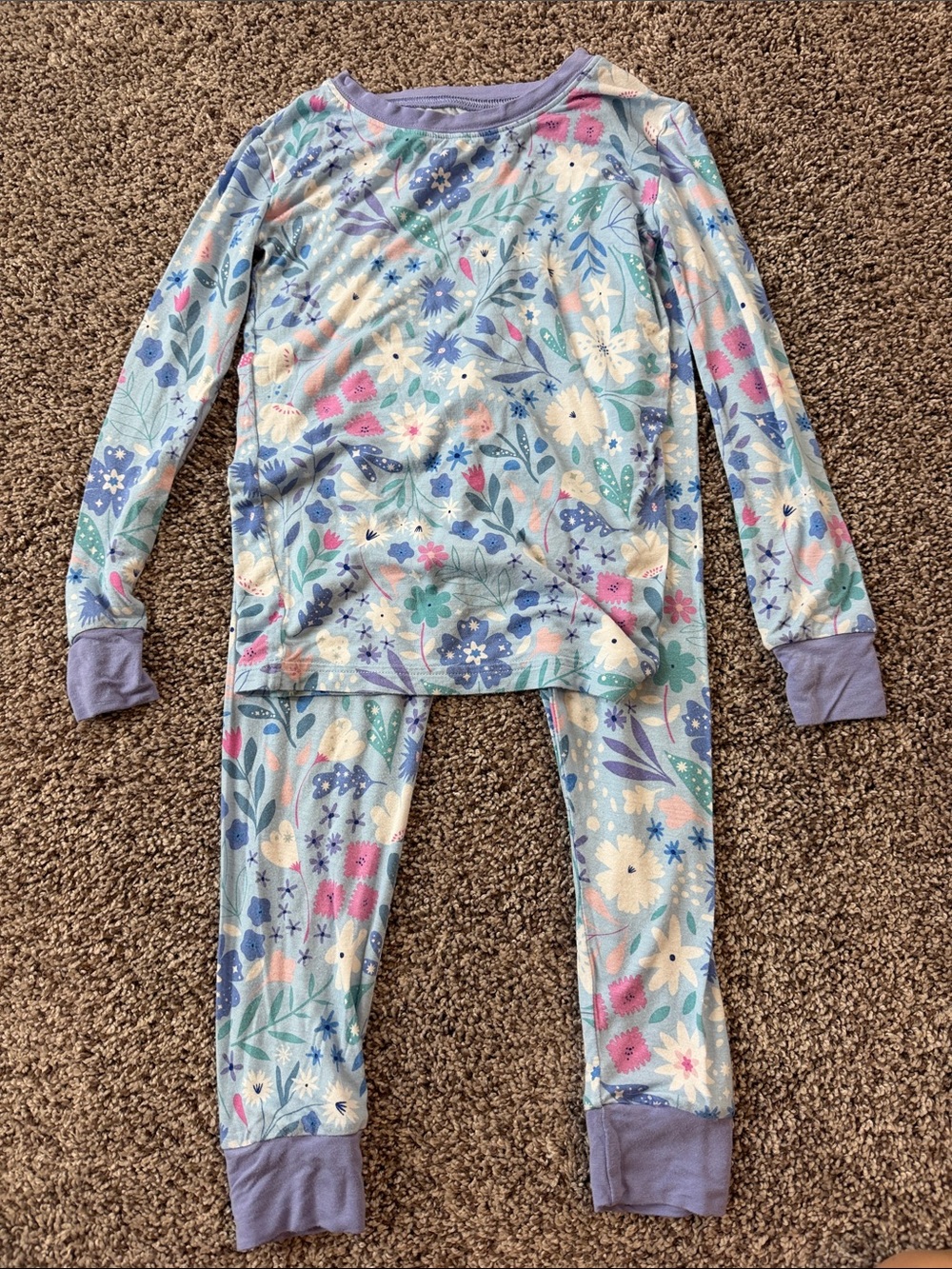 Little Sleepies Light Blue and Lavender Floral Long-Sleeve Pajama Set
